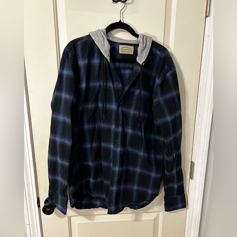 American Tall men’s hooded flannel shirt Large Tall